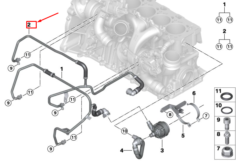 BMW X3 M F97 Turbocharger Coolant Return Line 11538091175 NEW  