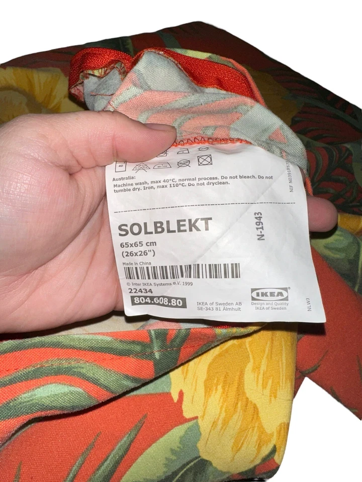 Funda Cojín Ikea SOLBLEKT Colección Limitada Verano Tropical Naranja 26 x 26" Foto 4 de 4