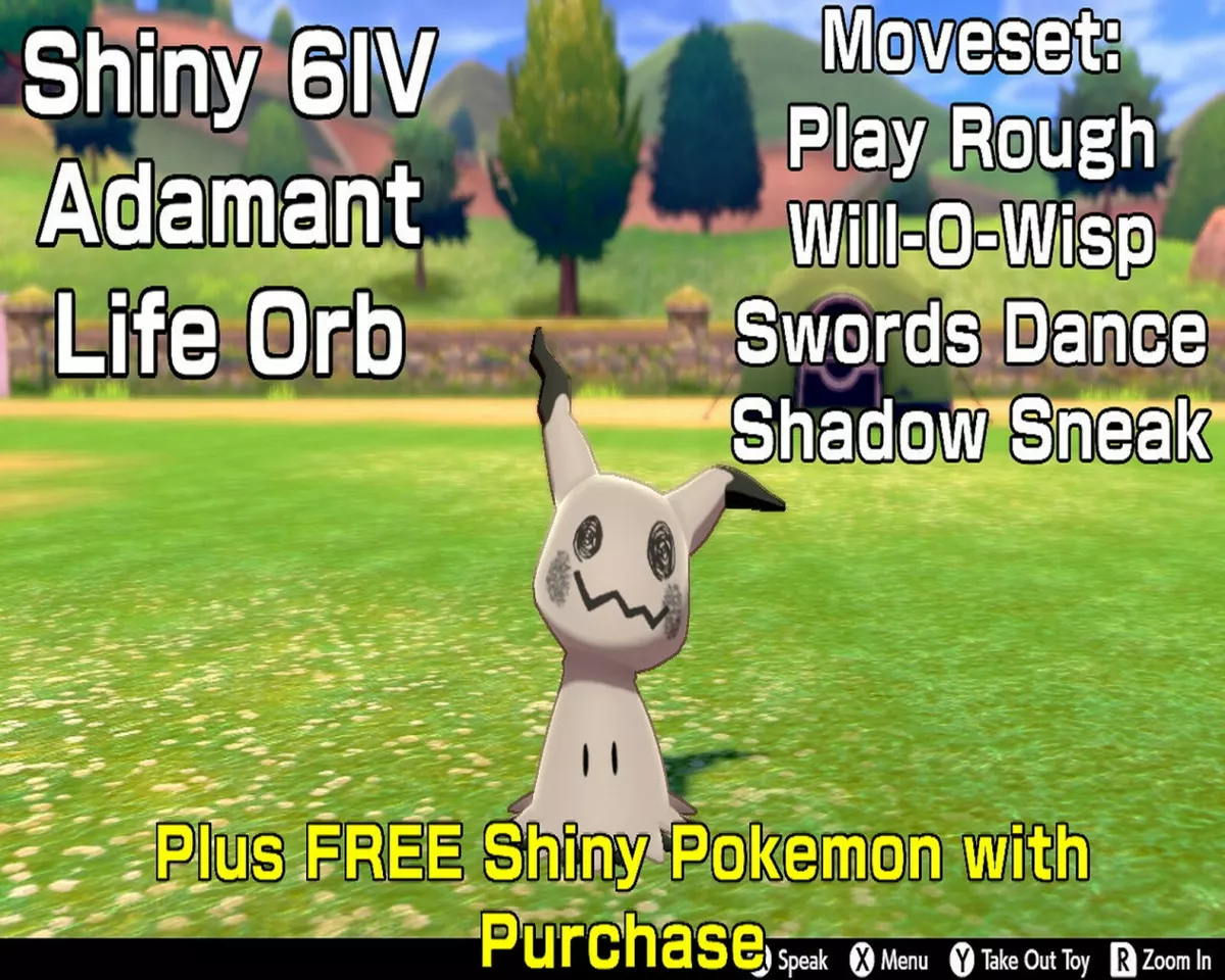 Mimikyu Pokemon Sword and Shield Shiny 6IV Competitive Life Orb + FREE  Pokemon