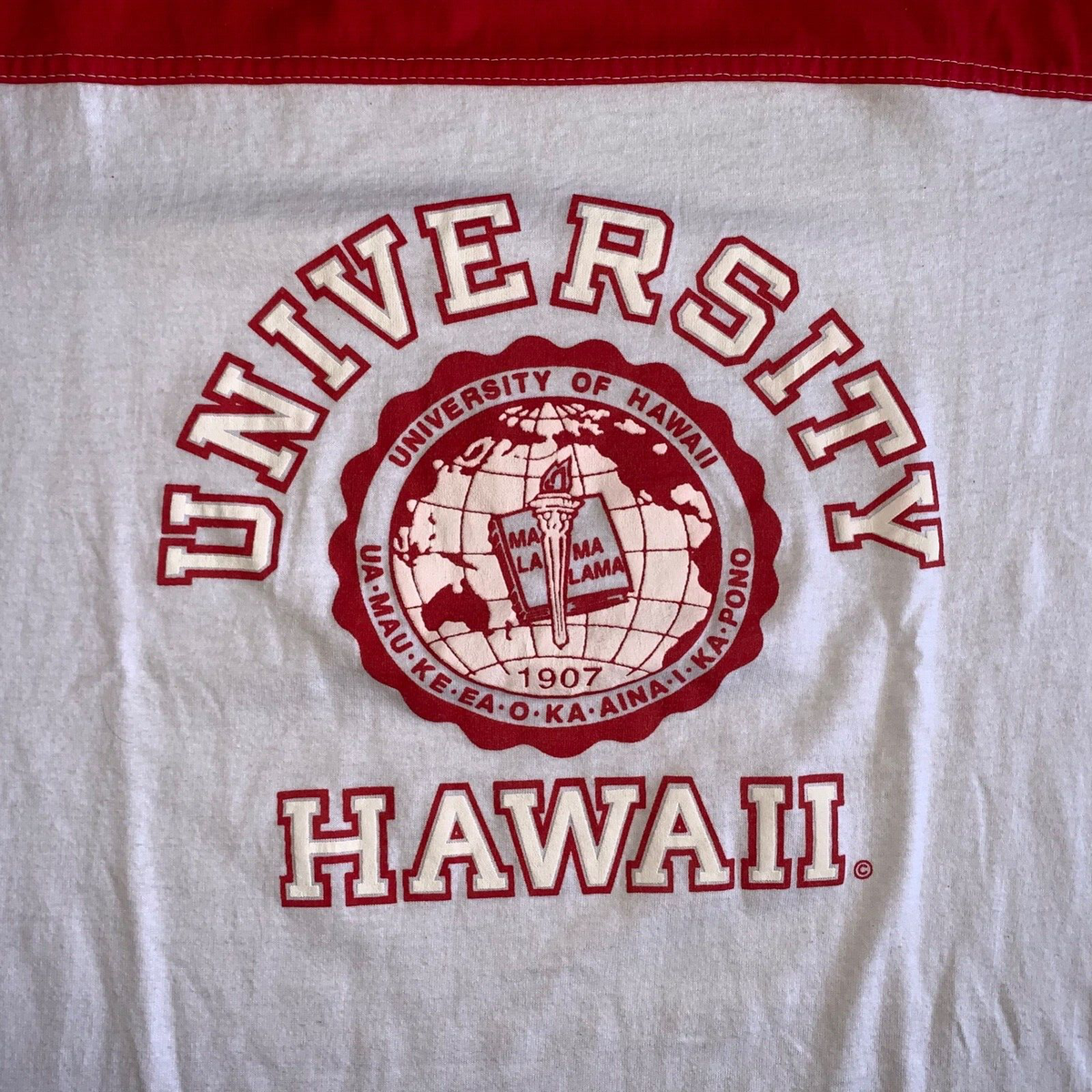 80s VINTAGE UNIVERSITY OF HAWAII RINGER T-SHIRT SZ XL HAWAIIAN