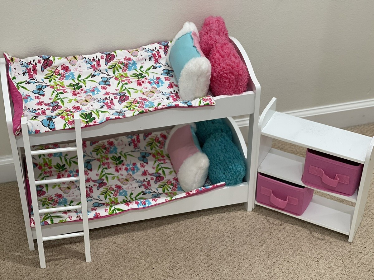 Doll Bunk Bed for 18 Inch Dolls Complete with Linens, American