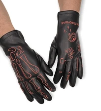 Men's Gloves Insulated With Embroidery. Gloves Seeking Faux Leather