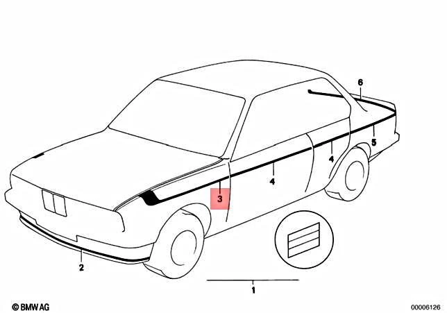 Genuine BMW E24 628CSi 630CS Decorating Stripes Fender Front Left  