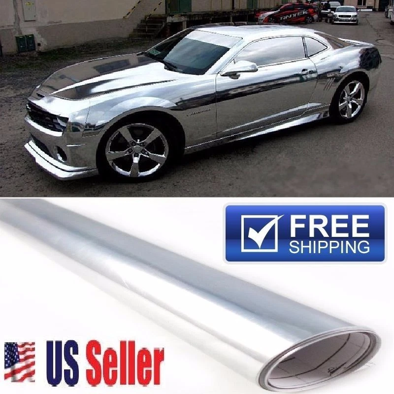 REFLECTIVE Silver Chrome Vinyl Paint/Surface Wrap Film Protector Sheet  12x60