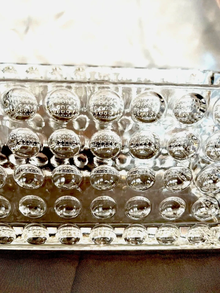 Modern Rectangular Clear "Bubble Glass" Vase, Candle Holder, Storage Container - Image 2 of 4