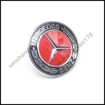 Red & Black Classic Flat Hood Badge Emblem For Mercedes Benz AMG – 44mm, Zinc Alloy