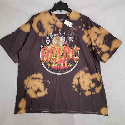 AERO ACDC Shirt Mens EXTRA LARGE XL BROWN Tie Dye Rock Music Concert Retro NWT