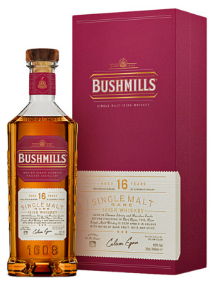 (122,14 /L) Bushmills Single Malt 16 Jahre, Irish Whiskey, 0,7l. Flasche in Tube