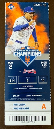 New York Mets 5 2 16 Mlb Ticket Stub Vs Atlanta Braves Ebay