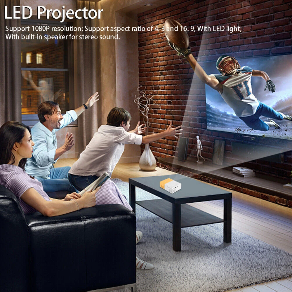 Portable Mini Projector 1080P LED WiFi Video Home Office Theater Cinema HDMI USB Portable Mini Projector 1080P LED WiFi Video Home Office Theater Cinema HDMI USB