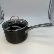 Calphalon Classic 2.5 Quart 87025 Stainless Steel Sauce Pan Double Strainer Lid