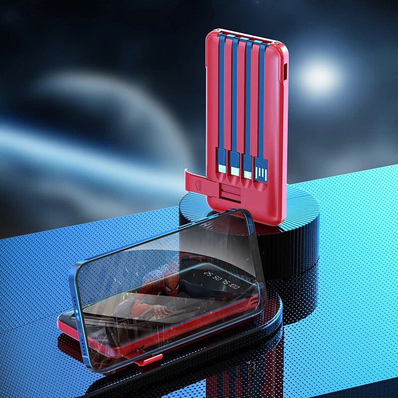 RED Power Bank with 4 cables Fast Charging Battery Backup Charger 20000mAh RED Power Bank with 4 cables Fast Charging Battery Backup Charger 20000mAh