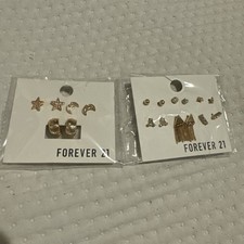 Women's Forever 21 Earring Nine Set 2 Pack As Like Picture Clear /Crystal Gold