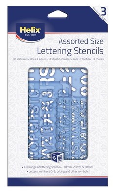 Helix dreiteiliges Schablonenset - Buchstaben Zahlen und 10 mm, 20 30 blau 