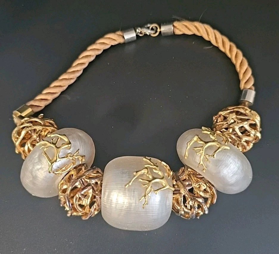 ALEXIS BITTAR Golden Wire Cages Metal Coral Branch Choker Necklace - Image 4 of 4