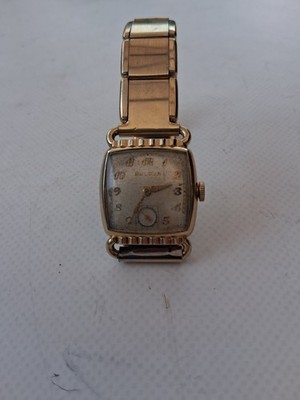 Bulova Men's Watch Vintage 1951 Swiss Hand Wind Silver Dial Gold Expansion Band