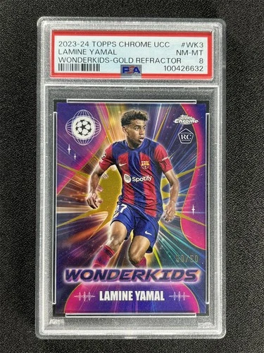 50/50 ! 2023-24 Topps Chrome UEFA Lamine Yamal #WK-3 Gold Wonderkids RC PSA 8