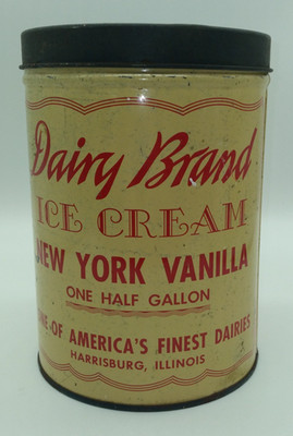 Vintage Dairy Brand Ice Cream Half Gallon Tin Brown Lid Some Rust