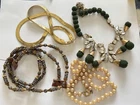 VTG 4pc Costume Jewelry Necklaces Faux Pearl Serpentine Chain Bobble Rhinestone