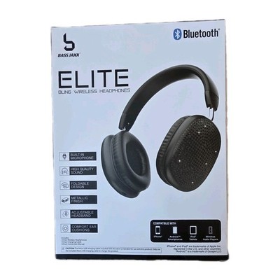 Bass Jaxx Elite Bling Wireless Headphones Bluetooth Foldable Built