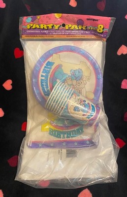 VTG First Birthday Party Pak Supplies for 8 RARE Unique Pastel 90's Teddy Bear