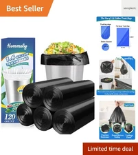 Durable 1.6 Gallon Trash Bags - 120 Black Mini Liners for Bathroom & Office