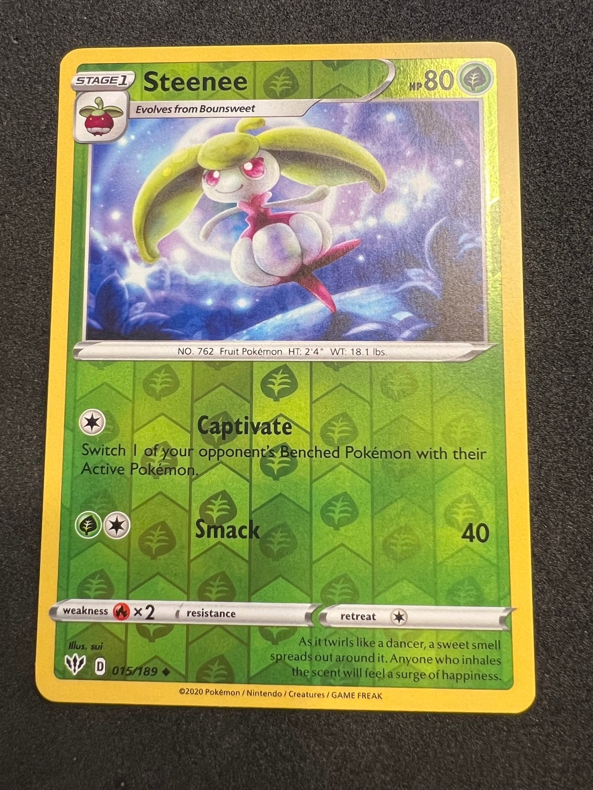 Steenee 15/189 Uncommon Darkness Ablaze Pokemon Reverse Holo 2020