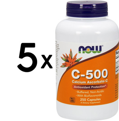5 x NOW Foods Vitamin C-500 Calcium Ascorbate-C - 250 caps (79,96 EUR/kg)