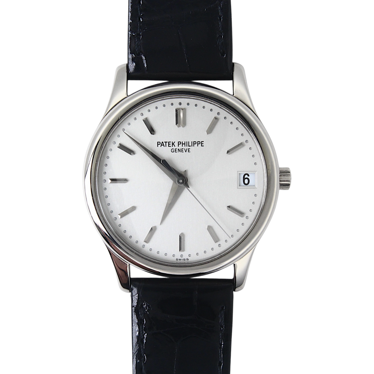Patek Philippe Calatrava 34mm 18K White Gold Black Leather Band