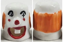 Vintage Porcelain Orange Hair Clown Thimble