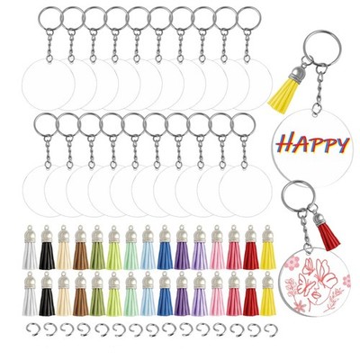 RAINFLOW 120PCS Clear Acrylic Keychain Making Kit - 2 inches, white 