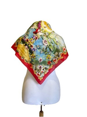 H77# Yamamay Botanical Garden Silk Scarf 20 Years Anniversary Floral Butterfly