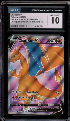Pokemon Charizard V Champion's Path ETB Full Art Promo SWSH050 CGC 10 Gem Mint
