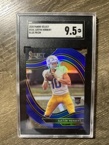 2020 Panini Select - Field Level Justin Herbert #344 Blue Prizm Die-Cut (RC)