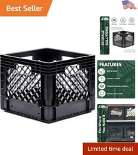 Eco-Friendly 16 Quart Black Milk Crate with Ergonomic Handles - Durable Design