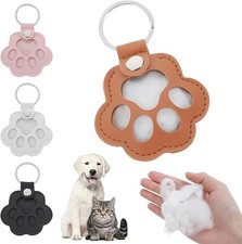 Leather Pet Memorial Keychain Cat Paw Design Hair Storage Collector Fur fashion
