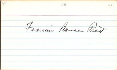 -Frank Pratt- (d.1974) Signed/Autograph/Auto Index Card Chicago White Sox MLB