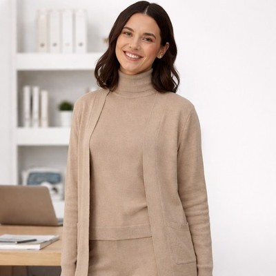 Set Cardigan Smanicato Dolce Vita Und Passende Beige Hose TU ART 5021 A