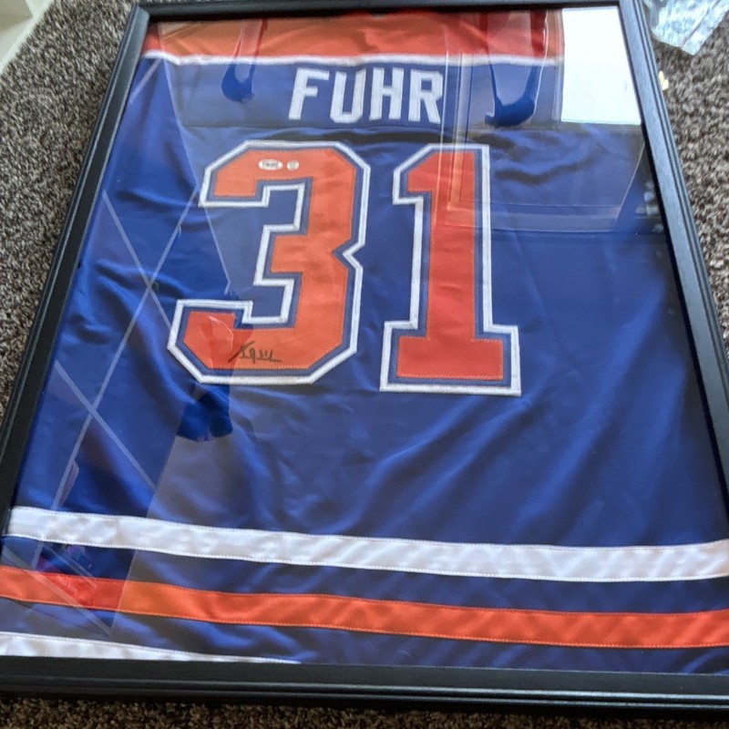 Grant Fuhr Edmonton Oilers Signed #31 Original Hockey Jersey Framed
