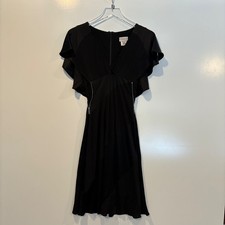 KAREN MILLEN Black Flutter Sleeve Zipper Detail Midi Dress Womens Size 2