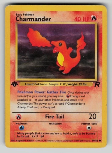 Charmander 50/82 Common Team Rocket Pokemon 1st Edition MP
