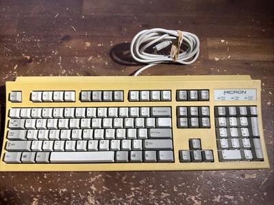 Vintage Retro Micron NMB Windows Keyboard RT5158TW PS/2 Tested & Working Yellow