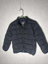 Boys Children s Place Black Puffer Jacket Size 7/8 Water Resistant