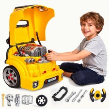 Large Truck Engine Toy for : Mechanic Repair Car Kit for Toddlers - Interacti...