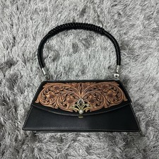 New Western Style Tooled Leather Bag Floral Design
