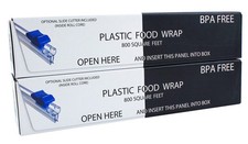 Plastic Food Wrap, 1600 sq ft (2x800) BPA-Free Food Cling Film w/Optional Slide 