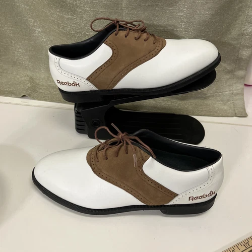 Scarpe da golf donna Reebok bianche bordeaux Oxford taglia 8 5 N punte plastica