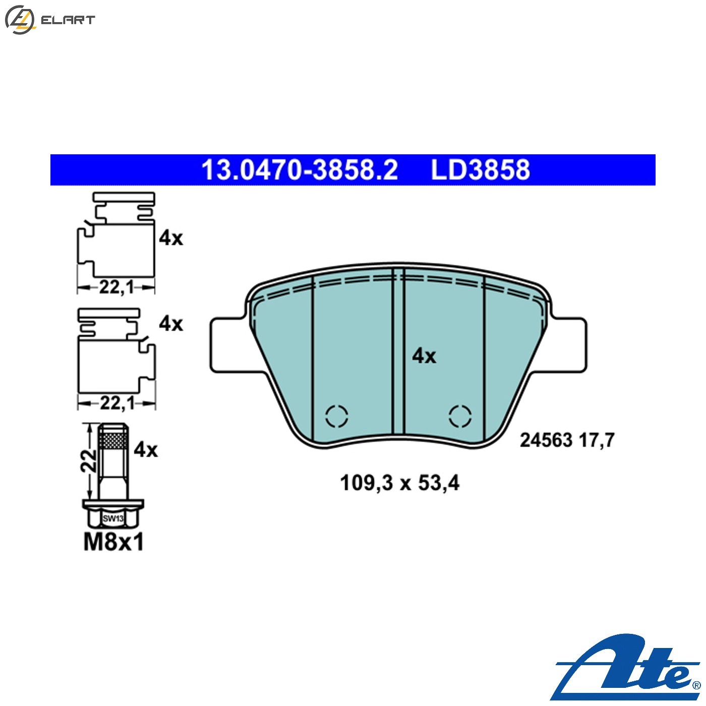 BRAKE PAD SET DISC BRAKE 13.0470-3858.2 FOR SKODA OCTAVIA/II/Combi LAURA YETI