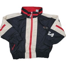 90s Vintage FILA Full Zip Jacket Toddler Size Small Black Red Windbreak Y2k