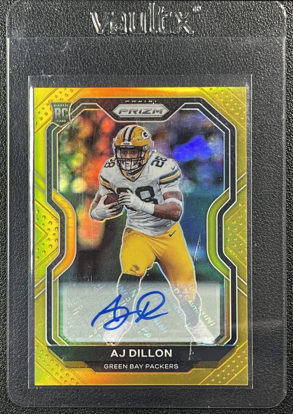 AJ DILLON 2020 PANINI PRIZM #364 ROOKIE AUTO GOLD RC 01/10 PACKERS
